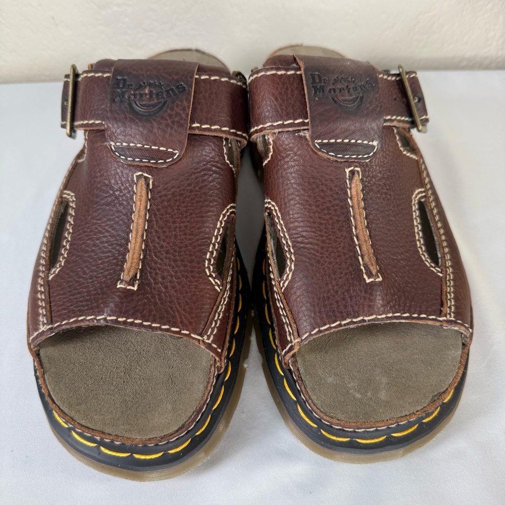 Vintage Dr. Doc Martens 8A59 Fisherman Sandals Chunky Buckle Strap Brown Slides - Picture 4 of 15